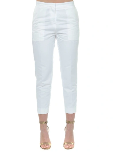 Shop Marni White Tailored Slim Fit Trousers In Mixed Linen