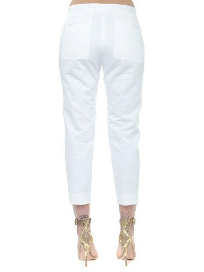 Shop Marni White Tailored Slim Fit Trousers In Mixed Linen