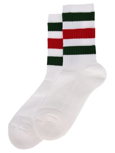 Shop Gucci Stretch Cotton Socks With Web In White Multi