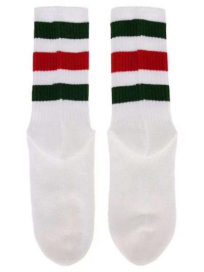 Shop Gucci Stretch Cotton Socks With Web In White Multi