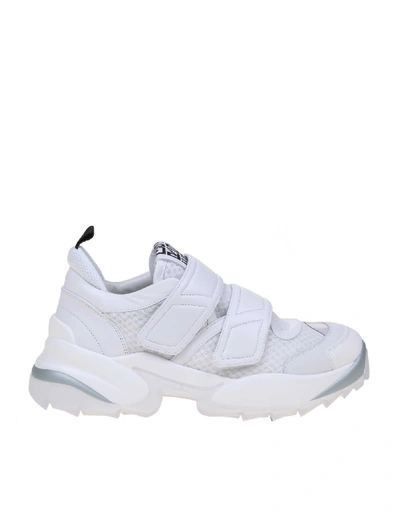 Shop Sergio Rossi Extreme Sneakers In Leather And Net White Color