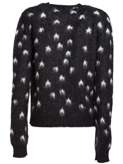 Shop Saint Laurent Jacquard Sweater With Brushed Stars In Nero