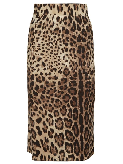 Shop Dolce & Gabbana Leopard Print Skirt In Multicolor