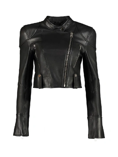 Shop Pinko Vietare Leather Biker Jacket In Black