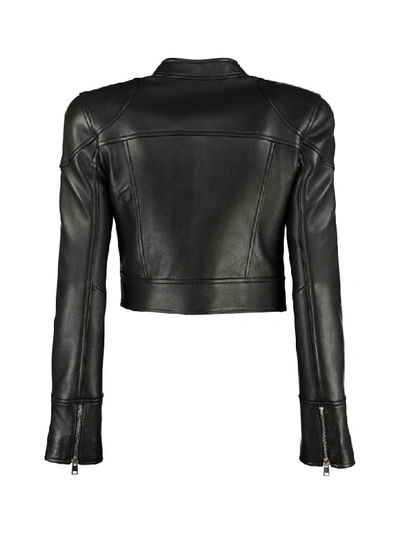 Shop Pinko Vietare Leather Biker Jacket In Black