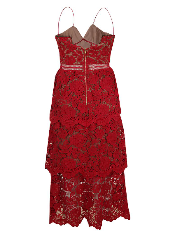 self portrait floral mesh lace frill midi dress