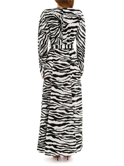 Shop Attico Zebra Print Dress In Bianco Nero (black)