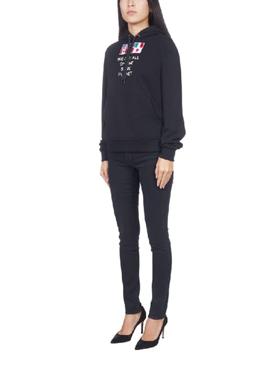 Shop Burberry Embroidered Cotton Hoodie In Black
