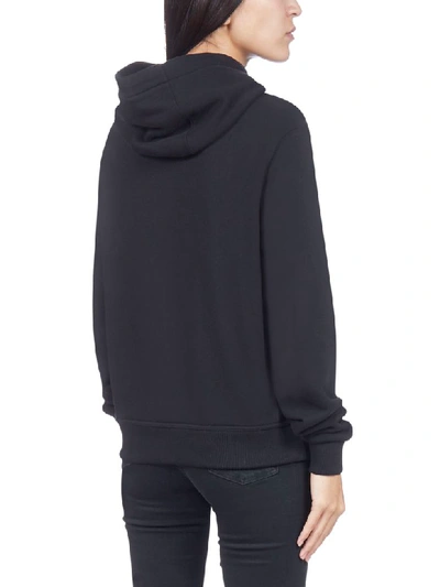 Shop Burberry Embroidered Cotton Hoodie In Black