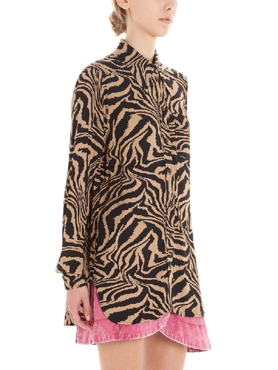 Shop Ganni Zebra Shirt In Multicolor