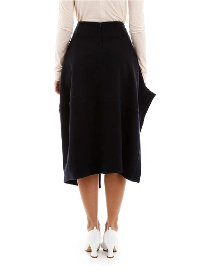 Shop Jil Sander Asymmetric Midi Skirt In Dark Blue (blue)