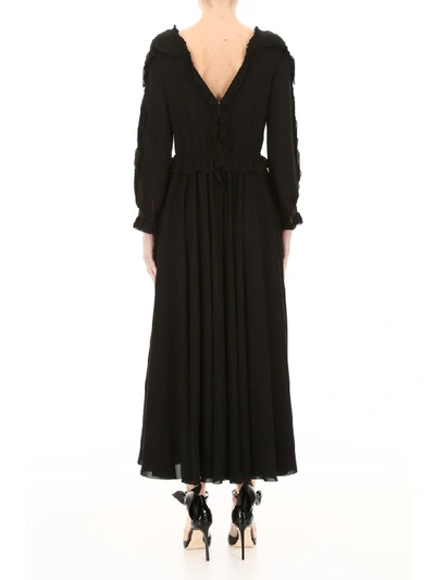 Shop Bottega Veneta Long Ruffled Dress In Nero (black)