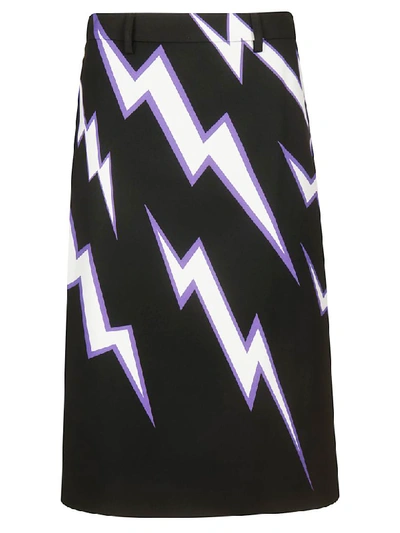 Shop Prada Printed Skirt In Black