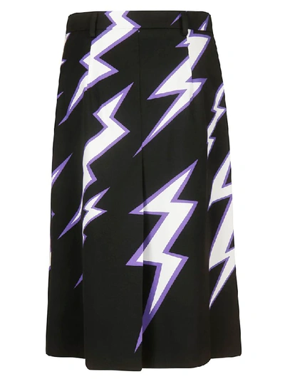 Shop Prada Printed Skirt In Black