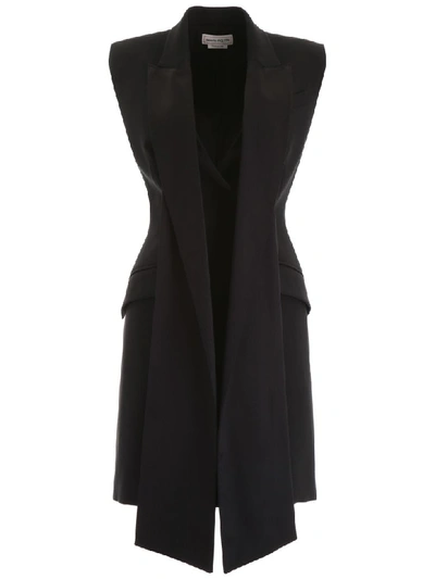 Shop Alexander Mcqueen Vest With Scarf Effect In Black (black)