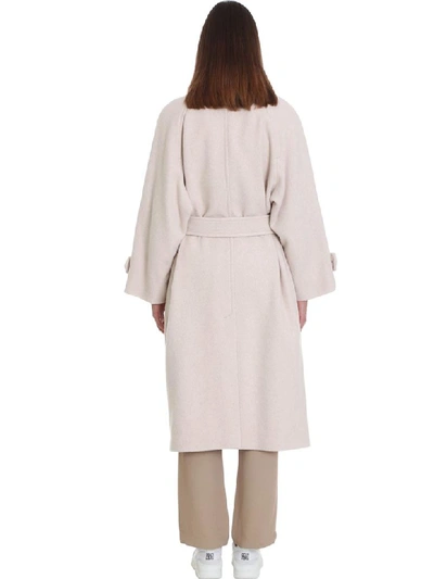 Shop Ami Alexandre Mattiussi Coat In Beige Wool