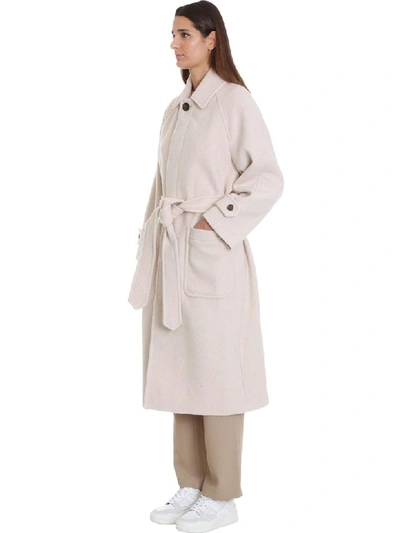 Shop Ami Alexandre Mattiussi Coat In Beige Wool