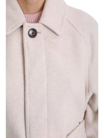 Shop Ami Alexandre Mattiussi Coat In Beige Wool