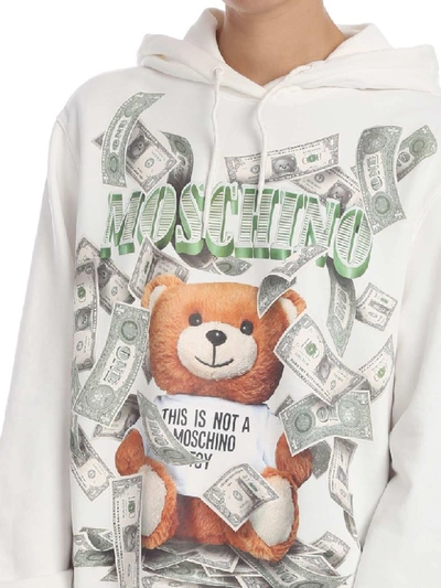 Shop Moschino Dollar Teddy Bear Hoodie In Bianco