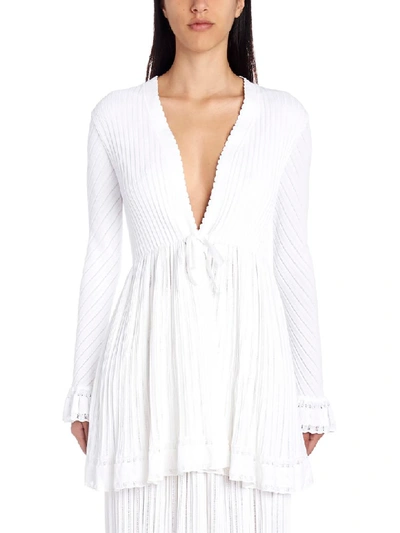 Shop Alaïa Falbalas Cardigan In White