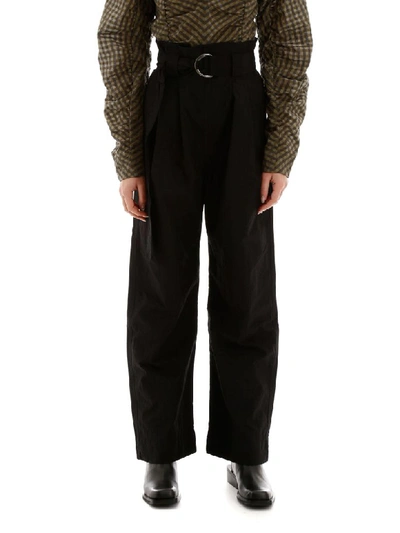 Shop Ganni Nylon Trousers In Black (black)