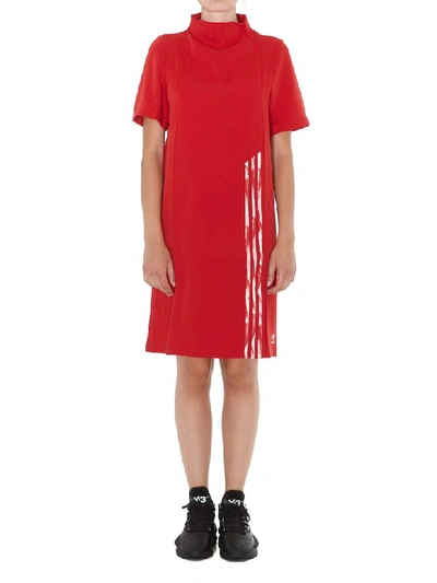 Shop Adidas Originals Logo Dress In Red