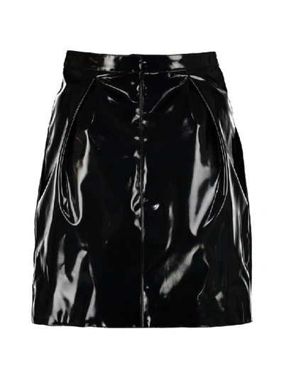 Shop Versace Faux Leather Mini Skirt In Black