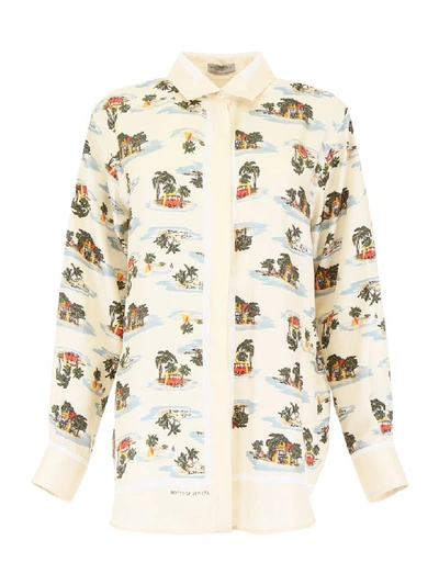 Shop Bottega Veneta Postcard Print Shirt In Light Panama (beige)