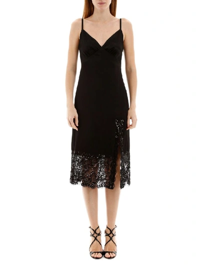 Shop Michael Michael Kors Slip Dress With Sequins In Black (black)