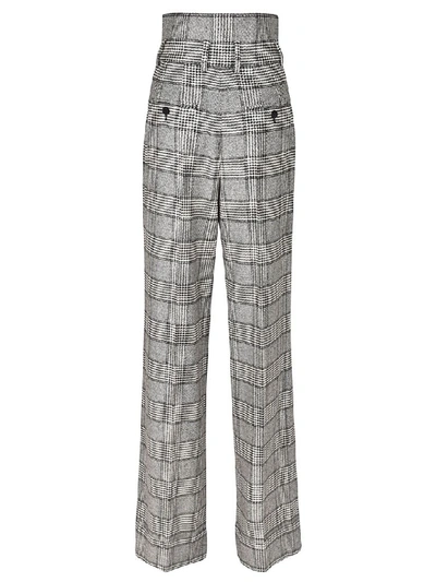 Shop Dolce & Gabbana Checked Long High Waist Trousers In Grey