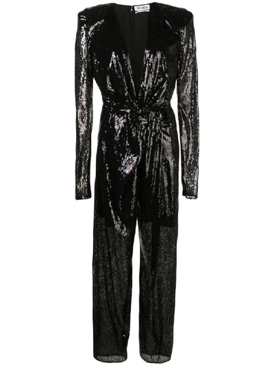 Shop Attico Paillettes Jumpsuit In Black