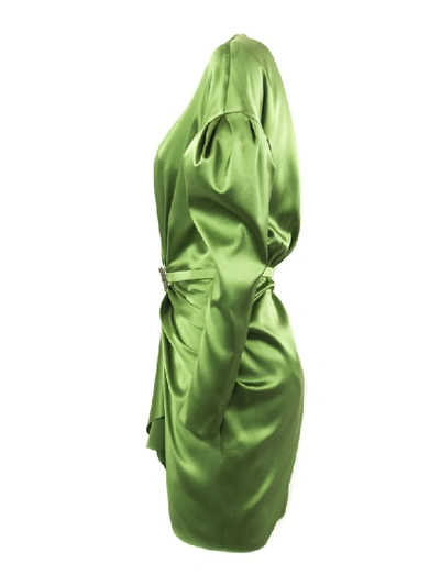 Shop Alexandre Vauthier Green Silk Blend Mini Dress In Verde