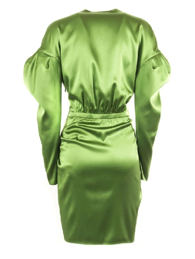 Shop Alexandre Vauthier Green Silk Blend Mini Dress In Verde