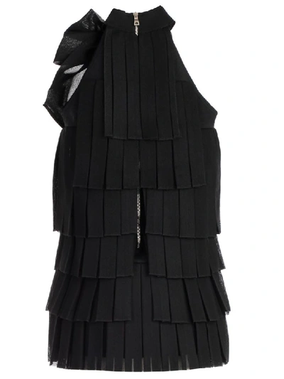 Shop Balmain Dress W/s Bow Embellished Pleated In Pa Noir