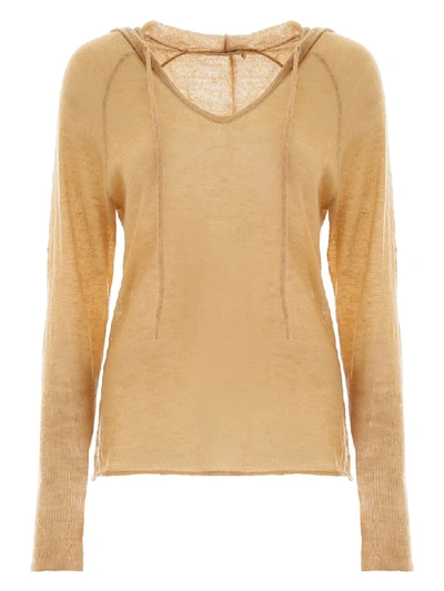 Shop Mes Demoiselles Shoshana Knit Hoodie In Camel (beige)