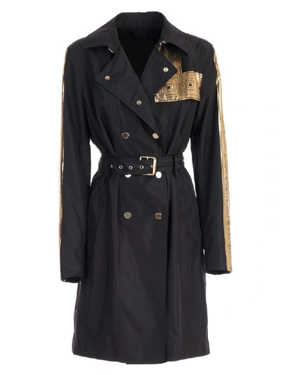 Shop Versace Classic Double Breasted Coat In Nero