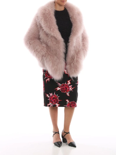 Shop Prada Fur Jacket In Camelia