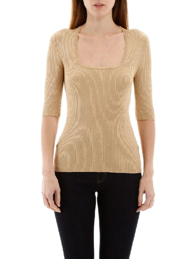 Shop Dolce & Gabbana Lurex Knit Top In Oro (gold)