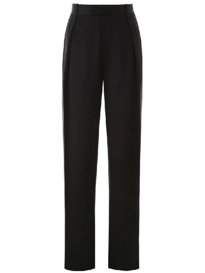 Shop Bottega Veneta Silk Trousers In Nero (black)