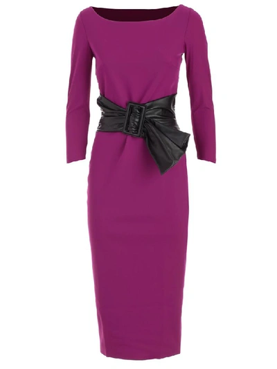 Shop La Petit Robe Di Chiara Boni Dress Boat Neck W/faux Leather Belt In Vino