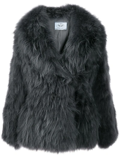 Shop Prada Fur Jacket In Ardesia