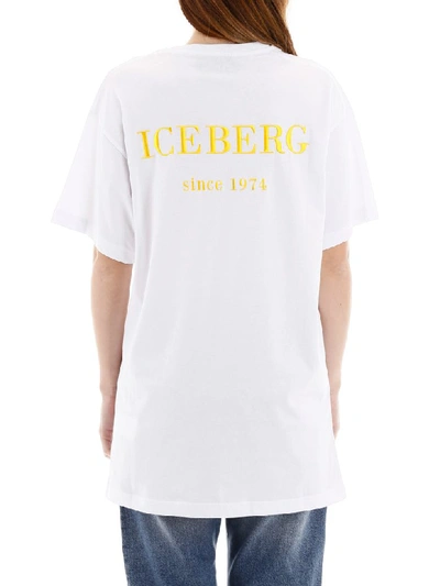 Shop Iceberg Mickey Mouse Print Maxi T-shirt In Bianco Ottico (white)