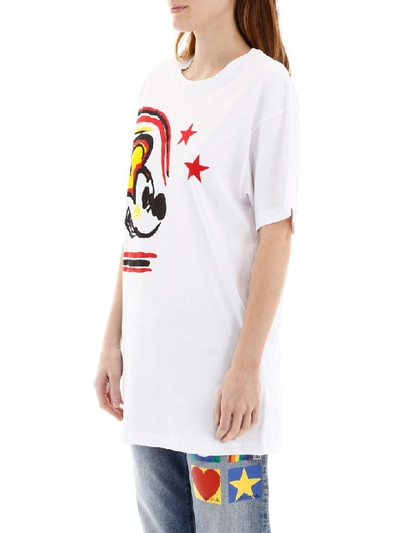 Shop Iceberg Mickey Mouse Print Maxi T-shirt In Bianco Ottico (white)