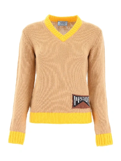 Shop Prada Cashmere Pullover In Cammello Giallo (beige)