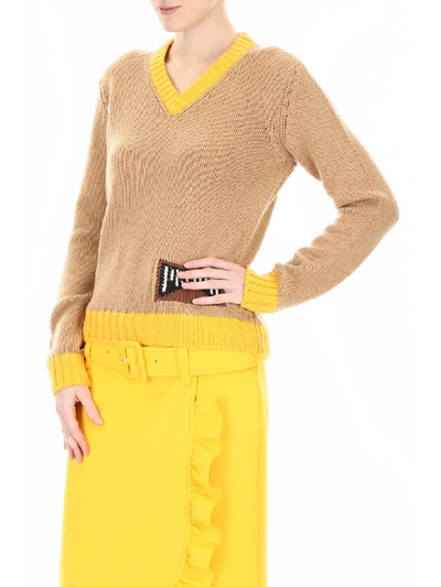 Shop Prada Cashmere Pullover In Cammello Giallo (beige)