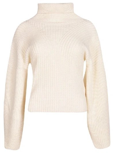 Shop Tela 9 Cropped Knitted Sweater In White