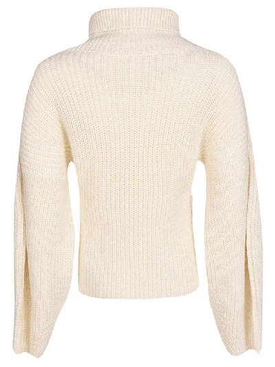 Shop Tela 9 Cropped Knitted Sweater In White