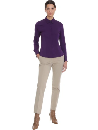 Shop Theory Shirt In Viola Silk