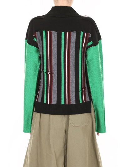 Shop Jw Anderson Striped Pull With Logo In Emerald (green)