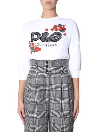 Shop Dolce & Gabbana Cropped Sweatshirt In Bianco